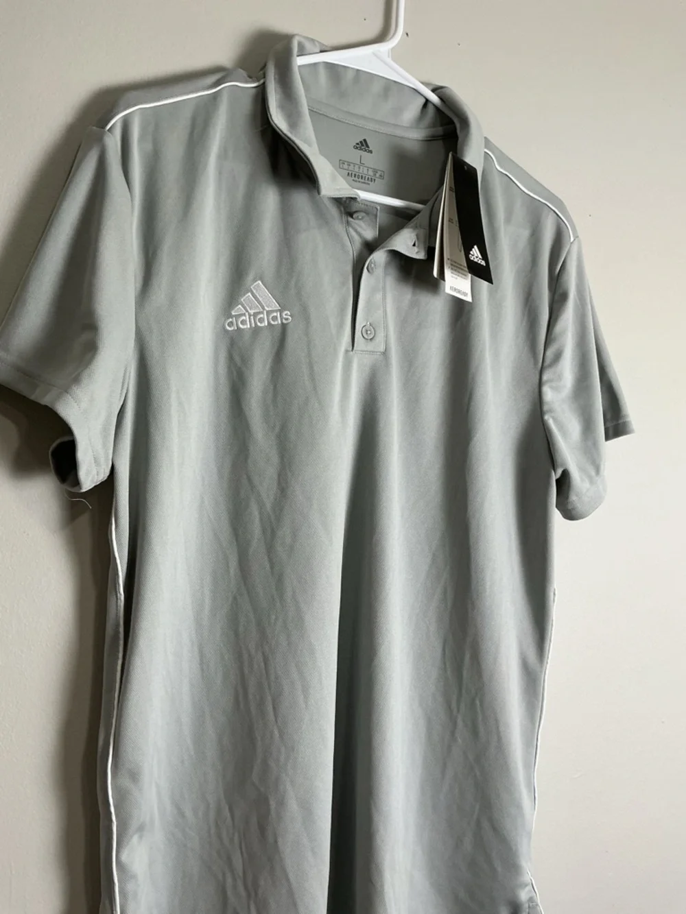 adidas Men's Light Gray Polo with White Trim